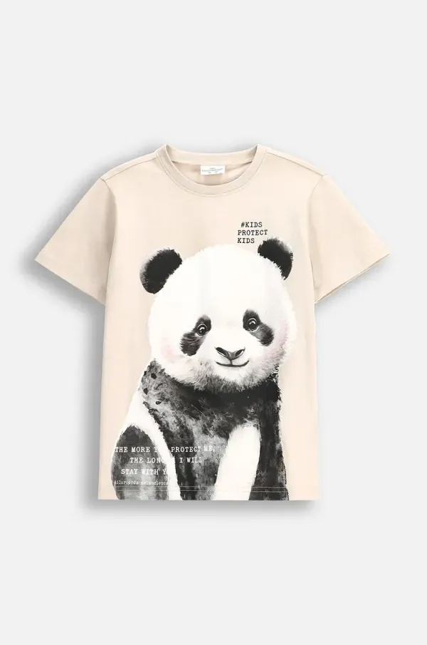 Coccodrillo Dječja majica kratkih rukava Coccodrillo boja: bež, s tiskom, EVERYDAY UNISEX