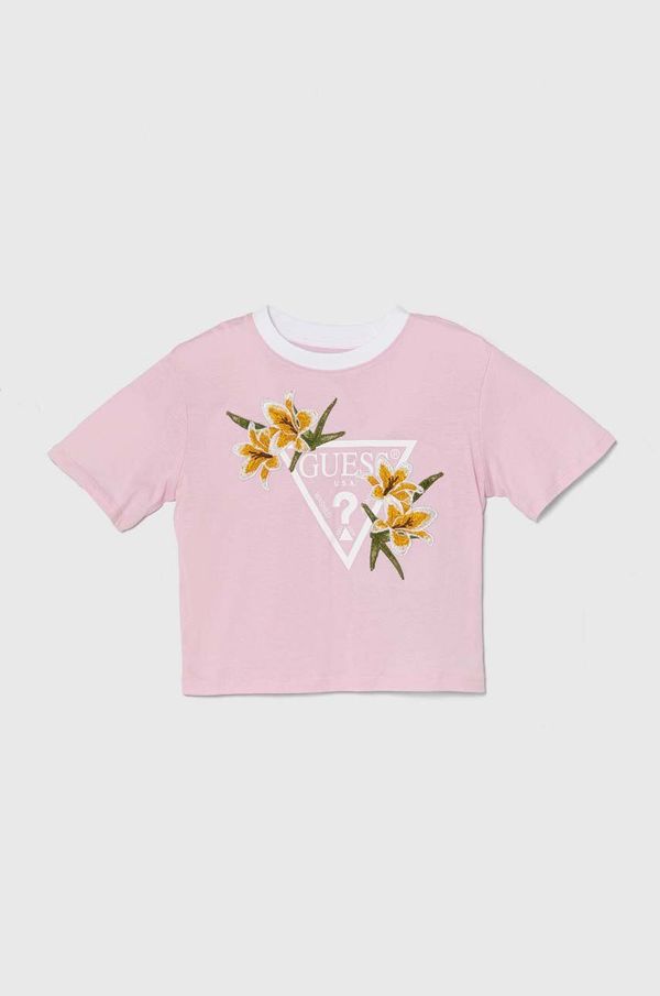 Guess Dječja majica kratkih rukava Guess boja: ružičasta