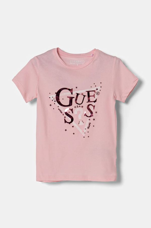 Guess Dječja majica kratkih rukava Guess boja: ružičasta, K5RI00 K6YW4