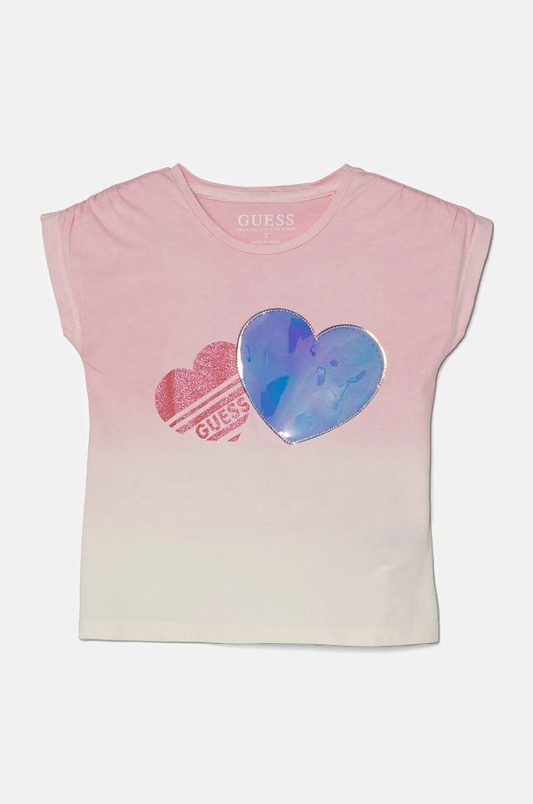 Guess Dječja majica kratkih rukava Guess boja: ružičasta, K5RI11 K6YW4