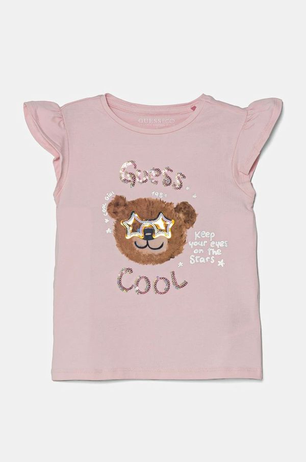 Guess Dječja majica kratkih rukava Guess boja: ružičasta, K5RI18 K6YW4
