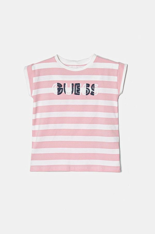 Guess Dječja majica kratkih rukava Guess boja: ružičasta, K5RI20 K9NF4