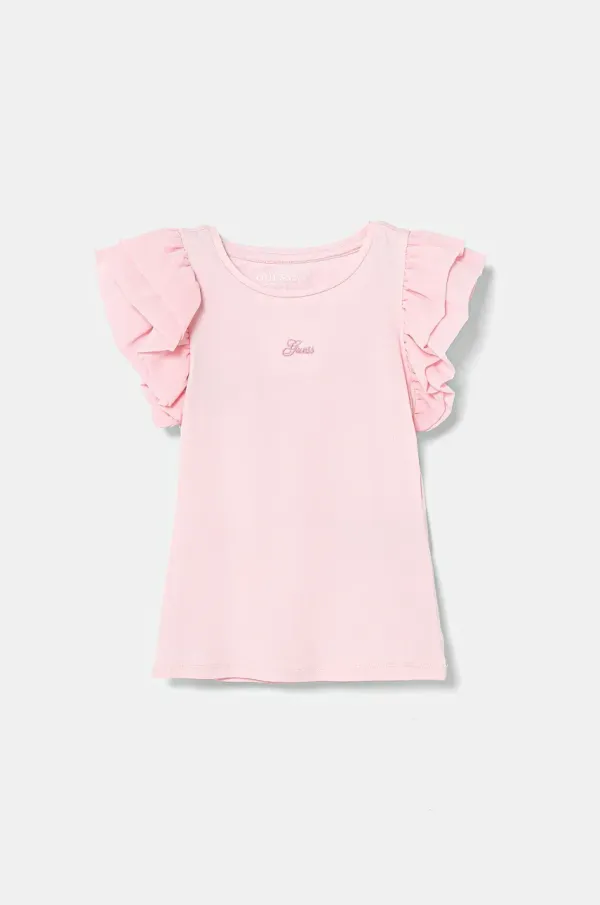 Guess Dječja majica kratkih rukava Guess boja: ružičasta, K5RI22 K6YW4