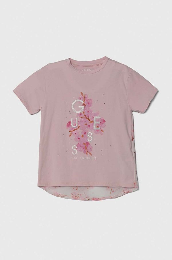 Guess Dječja majica kratkih rukava Guess boja: ružičasta