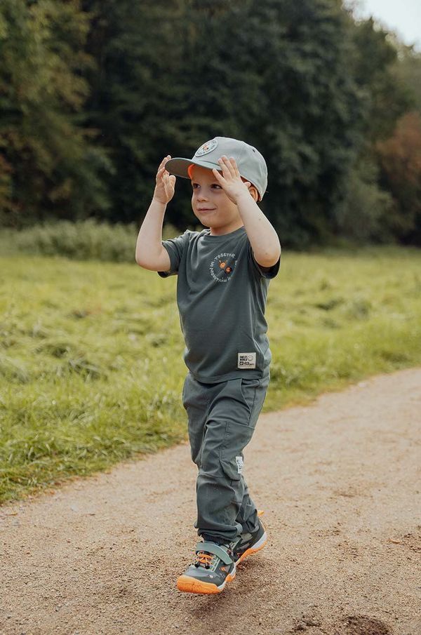 Jack Wolfskin Dječja majica kratkih rukava Jack Wolfskin SMILEYWORLDOGETHER boja: zelena, s tiskom