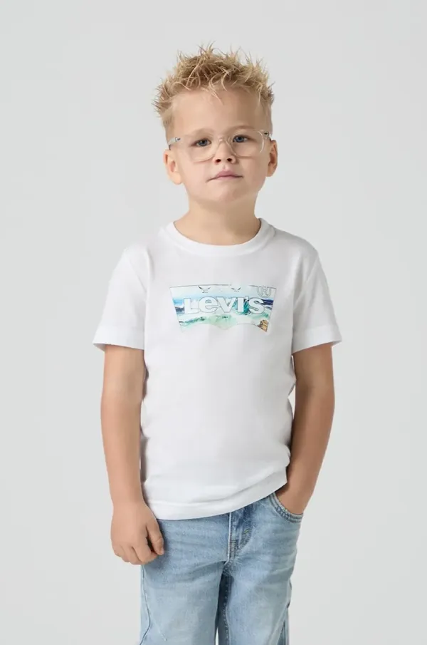 Levi's Dječja majica kratkih rukava Levi's CRASHING WAVES BATWING TEE boja: bijela, s tiskom, 8EM650