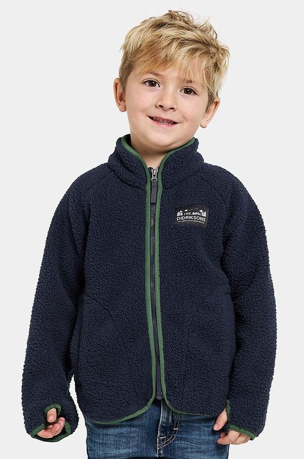 Didriksons Dječja majica od flisa Didriksons GIBBS KIDS FULLZIP boja: tamno plava, bez uzorka, 505577