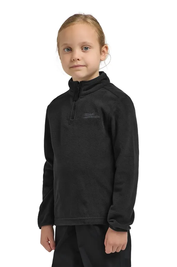 Jack Wolfskin Dječja majica od flisa Jack Wolfskin TAUNUS HALFZIP K boja: crna, bez uzorka, 1605555
