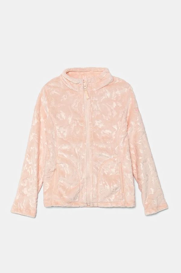 Roxy Dječja majica od flisa Roxy IGLOO boja: ružičasta, s kapuljačom, bez uzorka, ERGFT03943