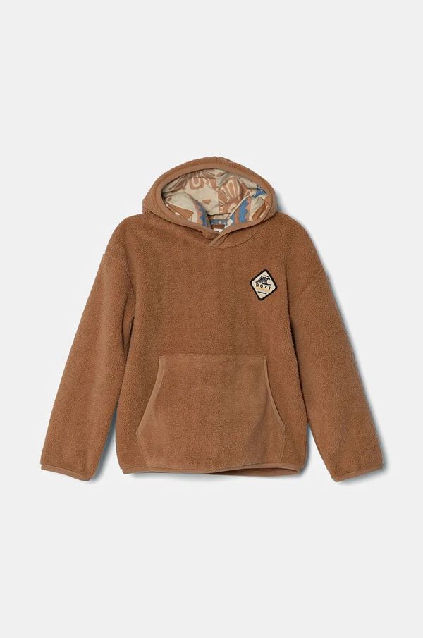 Roxy Dječja majica od flisa Roxy MY OH MY boja: smeđa, s kapuljačom, bez uzorka, ERGPF03072