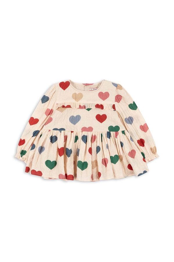 Konges Sløjd Dječja pamučna bluza Konges Sløjd ELIN BLOUSE GOTS boja: bež, s uzorkom, KS101495