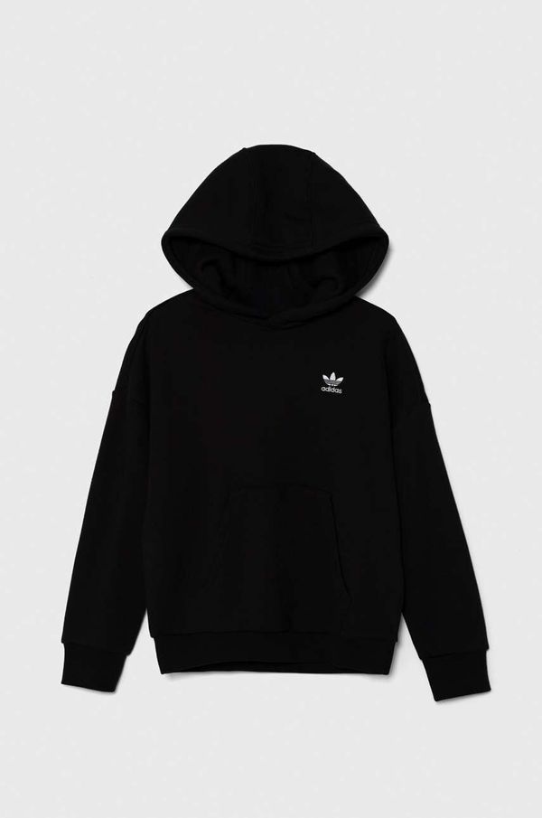 adidas Originals Dječja pamučna dukserica adidas Originals HOODIE boja: crna, s kapuljačom, bez uzorka, IW3506
