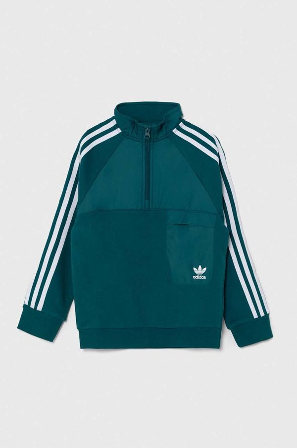 adidas Originals Dječja pamučna dukserica adidas Originals HZ CREW boja: zelena, s aplikacijom, IY0012