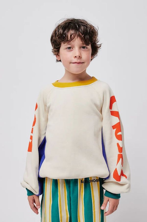 Bobo Choses Dječja pamučna dukserica Bobo Choses boja: bež, s tiskom, 224TC004