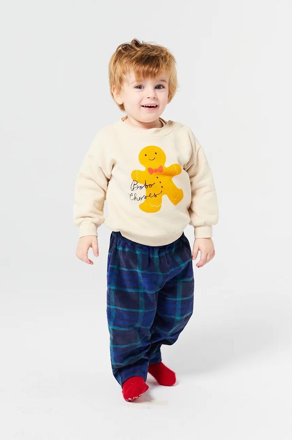 Bobo Choses Dječja pamučna dukserica Bobo Choses Gingerbread boja: bež, s tiskom, 224FB001