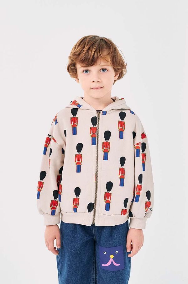 Bobo Choses Dječja pamučna dukserica Bobo Choses Little Tin Soldier boja: bež, s kapuljačom, s uzorkom, 224AC063