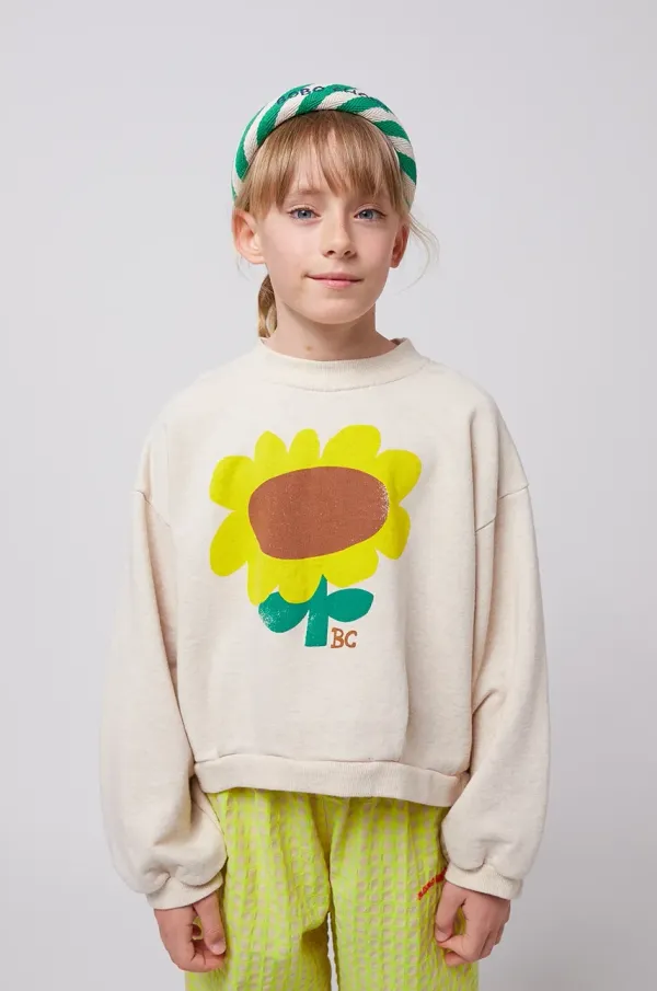 Bobo Choses Dječja pamučna dukserica Bobo Choses Sunflower boja: bež, s tiskom, 125AC041