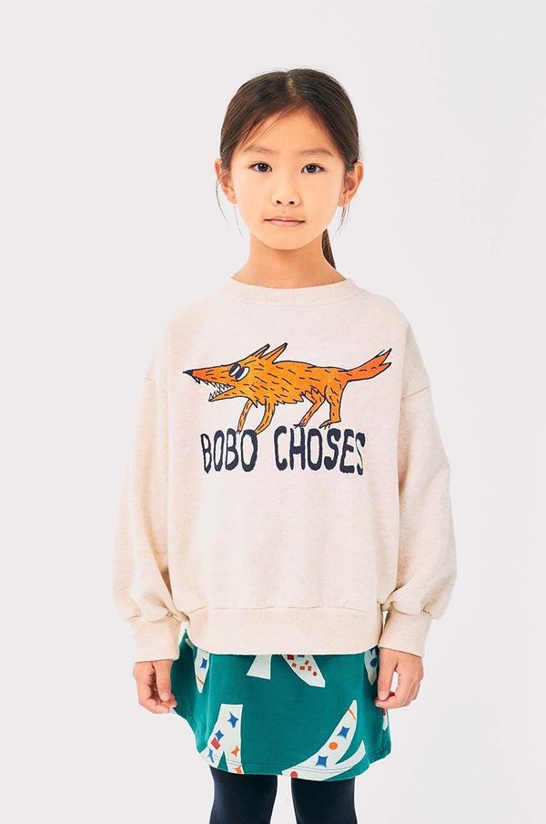 Bobo Choses Dječja pamučna dukserica Bobo Choses The Clever Fox boja: bež, s tiskom, 224AC044
