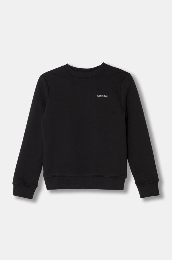 Calvin Klein Jeans Dječja pamučna dukserica Calvin Klein Jeans boja: crna, bez uzorka, IU0IU00686