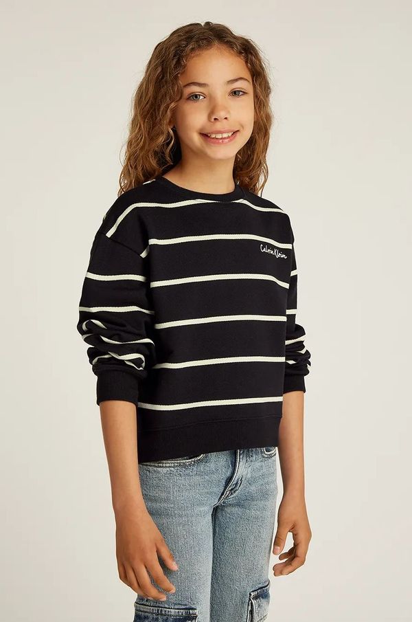 Calvin Klein Jeans Dječja pamučna dukserica Calvin Klein Jeans boja: crna, s uzorkom, IG0IG02751