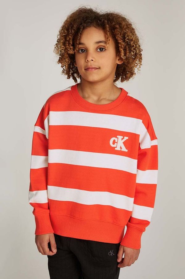 Calvin Klein Jeans Dječja pamučna dukserica Calvin Klein Jeans boja: crvena, s uzorkom, IB0IB02206