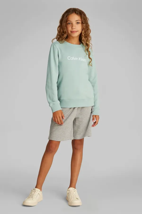 Calvin Klein Jeans Dječja pamučna dukserica Calvin Klein Jeans boja: tirkizna, s tiskom, IU0IU00680