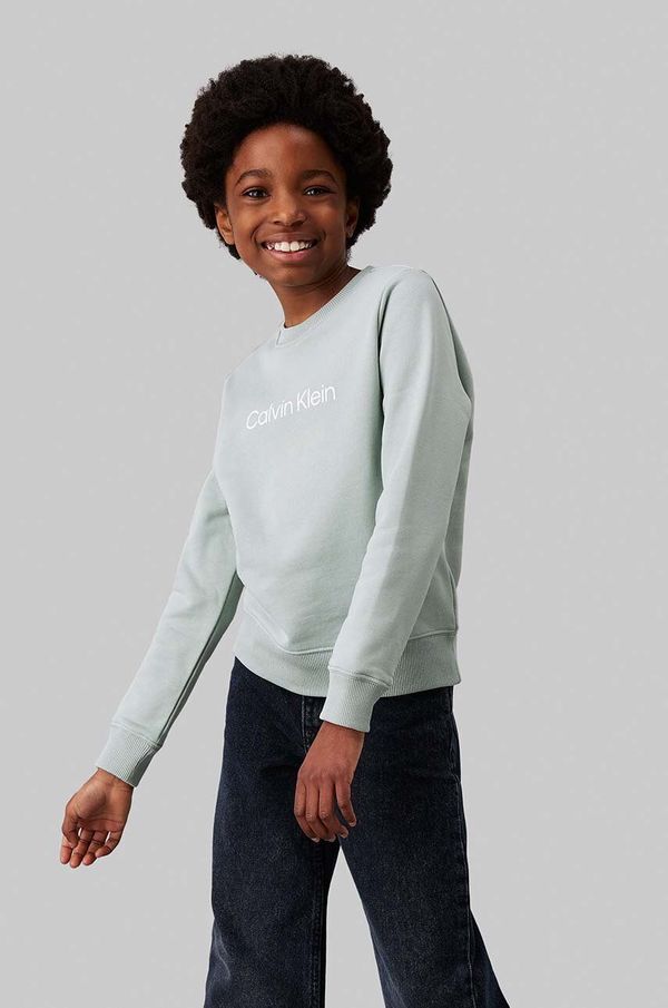 Calvin Klein Jeans Dječja pamučna dukserica Calvin Klein Jeans boja: zelena, s tiskom, IU0IU00680