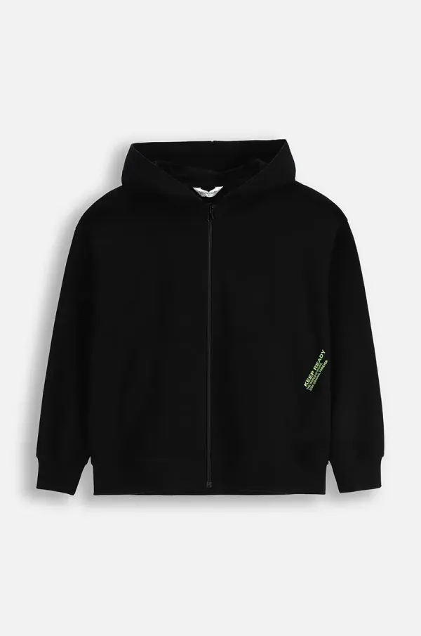 Coccodrillo Dječja pamučna dukserica Coccodrillo boja: crna, s kapuljačom, bez uzorka, EVERYDAY BOY