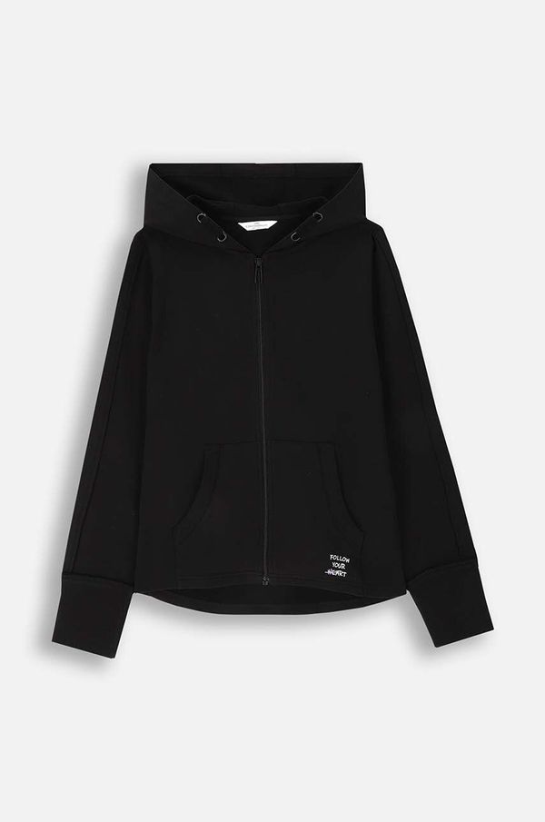 Coccodrillo Dječja pamučna dukserica Coccodrillo boja: crna, s kapuljačom, bez uzorka, EVERYDAY GIRL