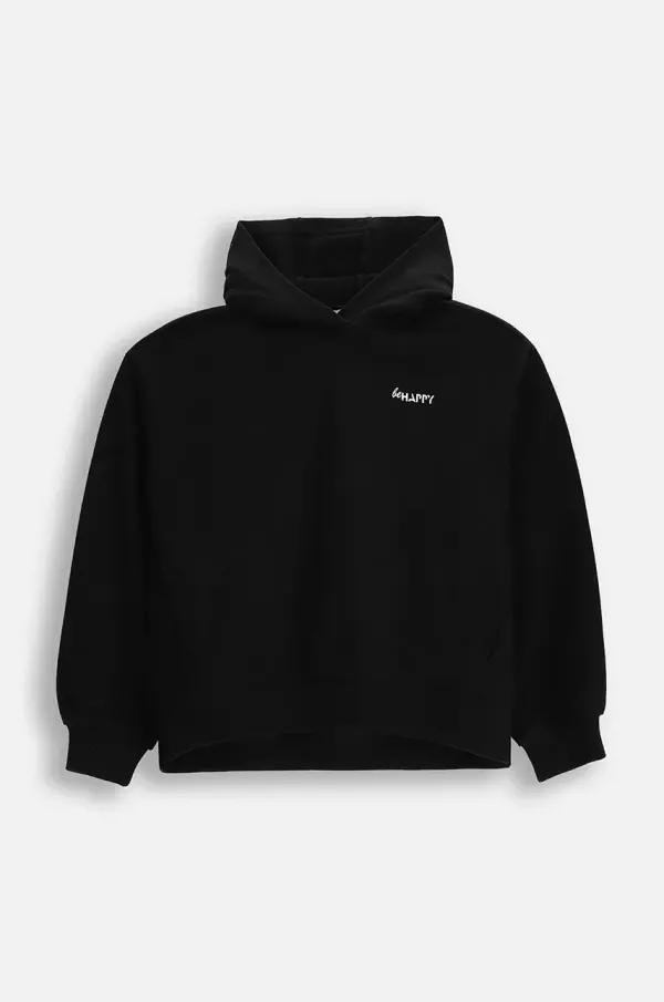 Coccodrillo Dječja pamučna dukserica Coccodrillo boja: crna, s kapuljačom, bez uzorka, EVERYDAY GIRL