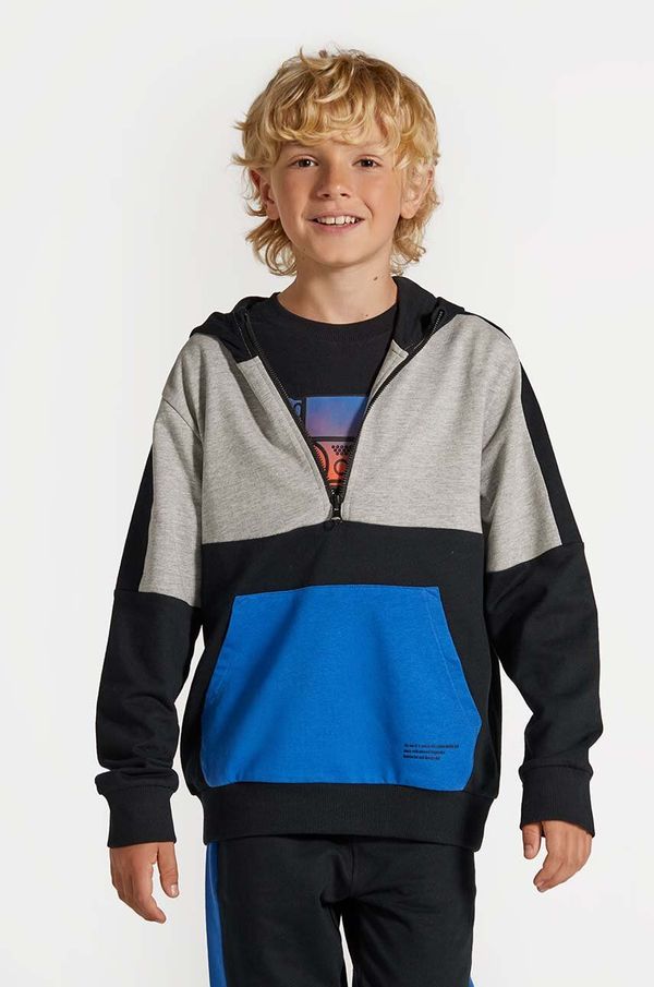 Coccodrillo Dječja pamučna dukserica Coccodrillo boja: crna, s kapuljačom, DIGITAL BOY JUNIOR