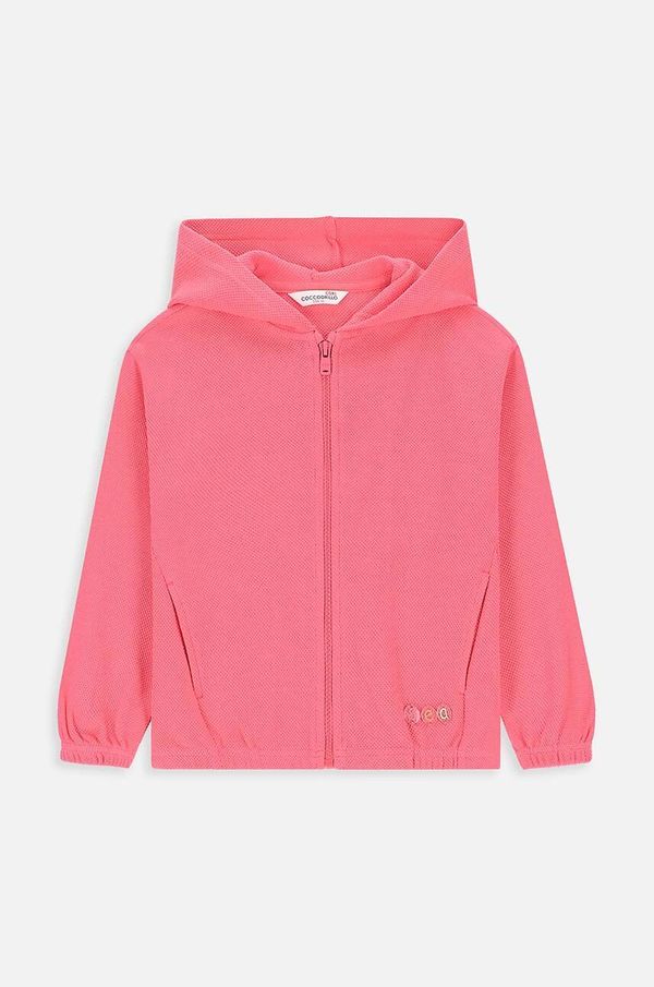 Coccodrillo Dječja pamučna dukserica Coccodrillo boja: ružičasta, s kapuljačom, bez uzorka