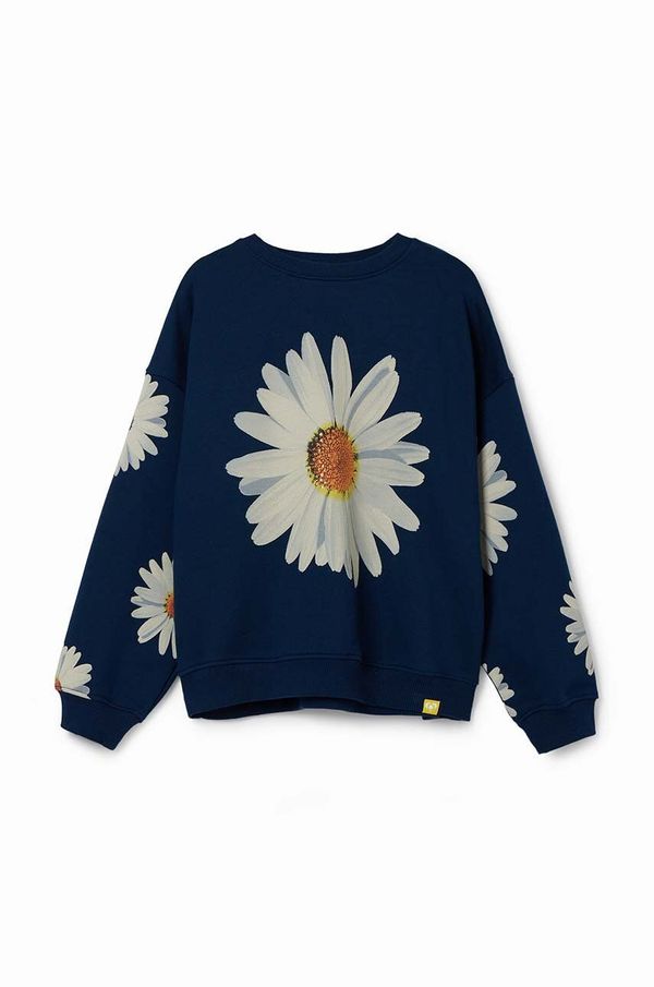 Desigual Dječja pamučna dukserica Desigual boja: tamno plava, s uzorkom