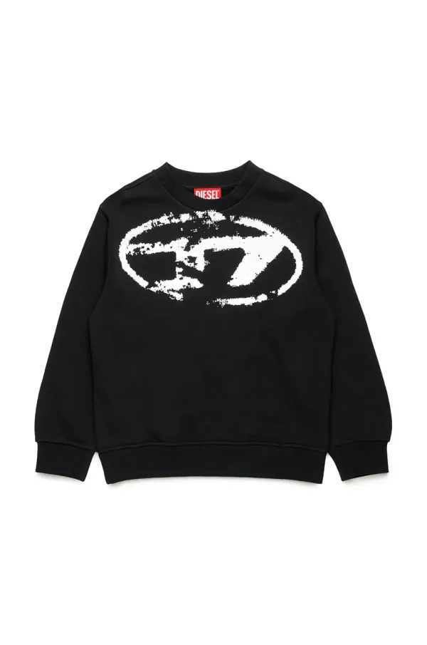 Diesel Dječja pamučna dukserica Diesel SBOXTN5 OVER SWEAT-SHIRT boja: crna, s tiskom, J02213