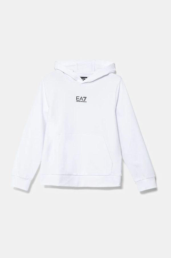 EA7 Emporio Armani Dječja pamučna dukserica EA7 Emporio Armani boja: bijela, s tiskom, 7B000024 AF10380