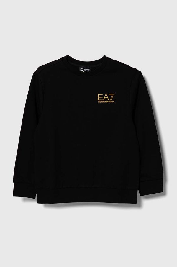 EA7 Emporio Armani Dječja pamučna dukserica EA7 Emporio Armani boja: crna, s tiskom