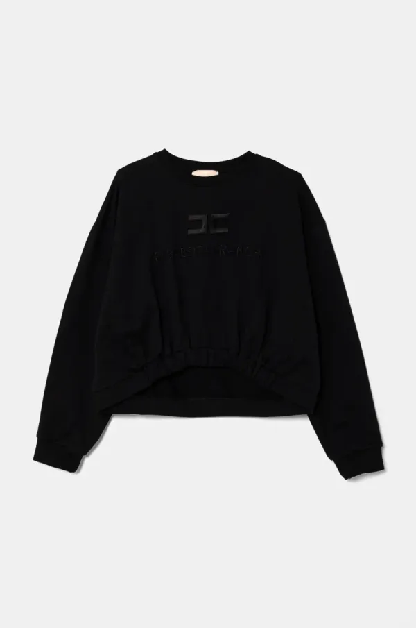 Elisabetta Franchi Dječja pamučna dukserica Elisabetta Franchi boja: crna, s aplikacijom, EFFE143.0.FF002