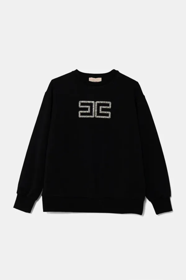 Elisabetta Franchi Dječja pamučna dukserica Elisabetta Franchi boja: crna, s aplikacijom, EFFE149.0.FF002