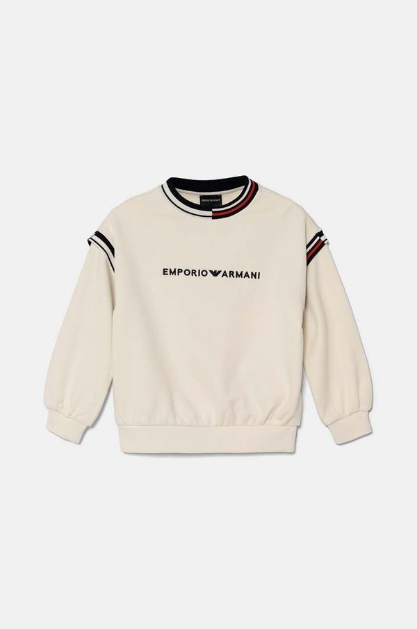 Emporio Armani Dječja pamučna dukserica Emporio Armani boja: bež, s aplikacijom, 6D4BJL 1JWPZ