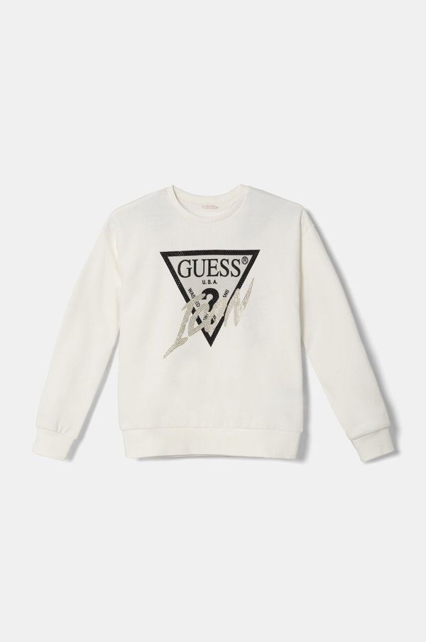 Guess Dječja pamučna dukserica Guess boja: bež, s aplikacijom, J4BQ04 KAV34
