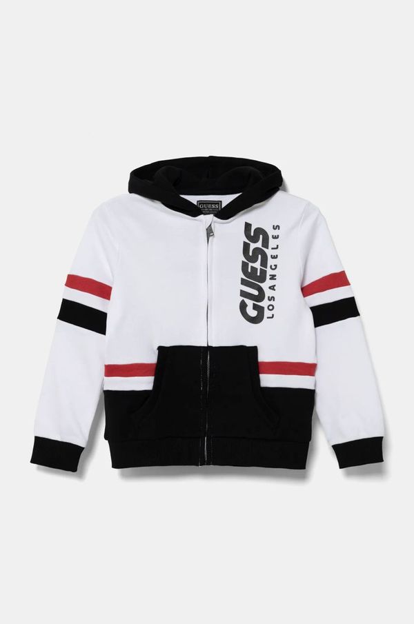 Guess Dječja pamučna dukserica Guess boja: crna, s kapuljačom, s tiskom, N5RQ02 KA6R4