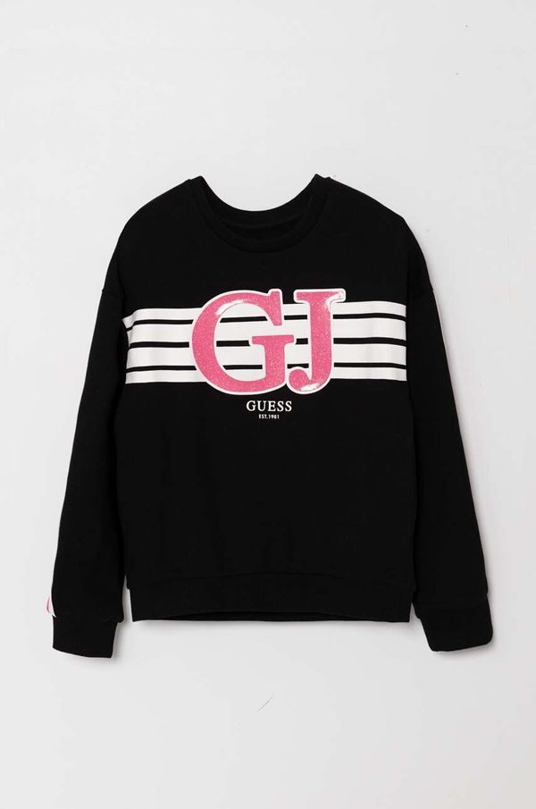 Guess Dječja pamučna dukserica Guess boja: crna, s tiskom, J4YQ01 KA6R4