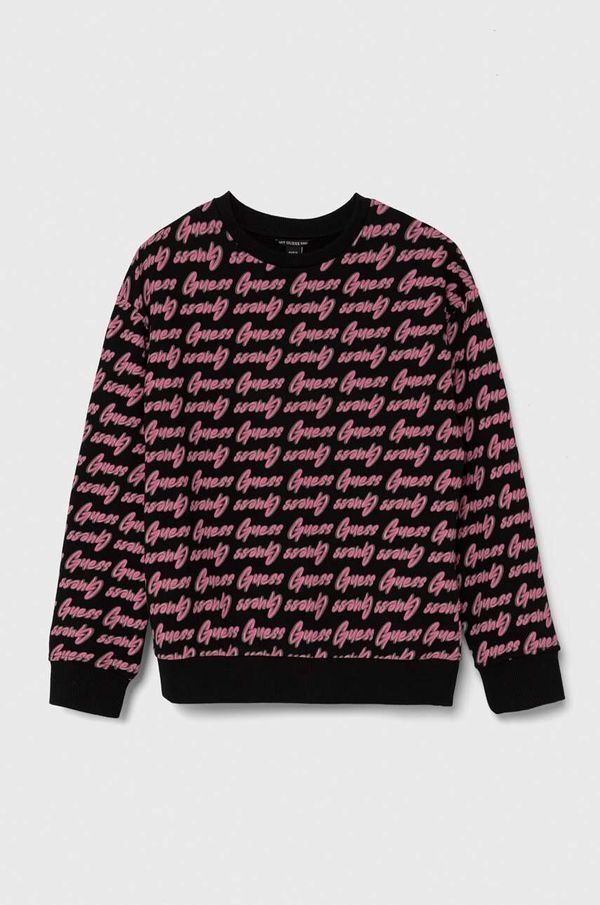 Guess Dječja pamučna dukserica Guess boja: crna, s uzorkom, J4YQ06 KA6R4