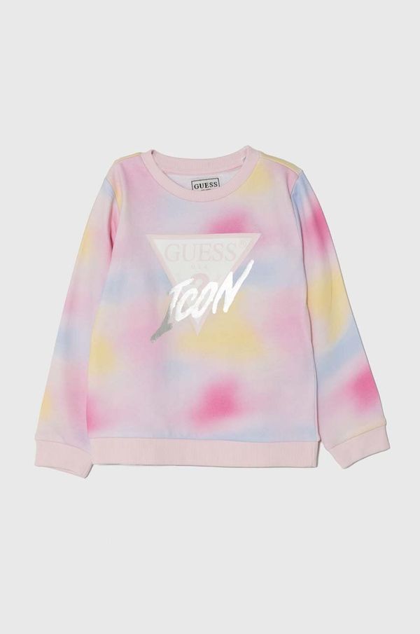 Guess Dječja pamučna dukserica Guess boja: ružičasta, s uzorkom, K4YQ05 KA6R3