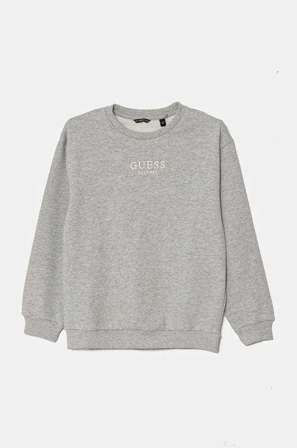 Guess Dječja pamučna dukserica Guess boja: siva, s aplikacijom, L4BQ28 KAV33