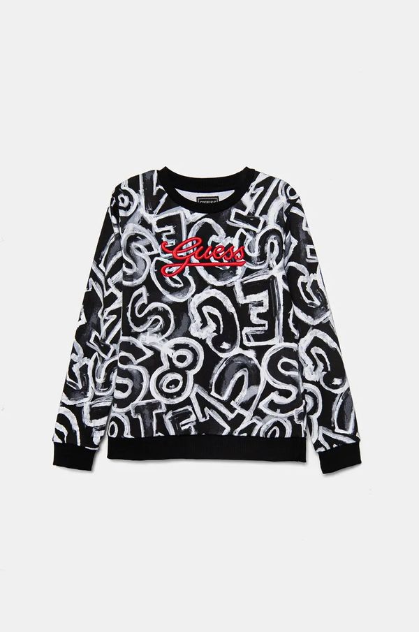 Guess Dječja pamučna dukserica Guess boja: siva, s uzorkom, N4BQ04 KAD73