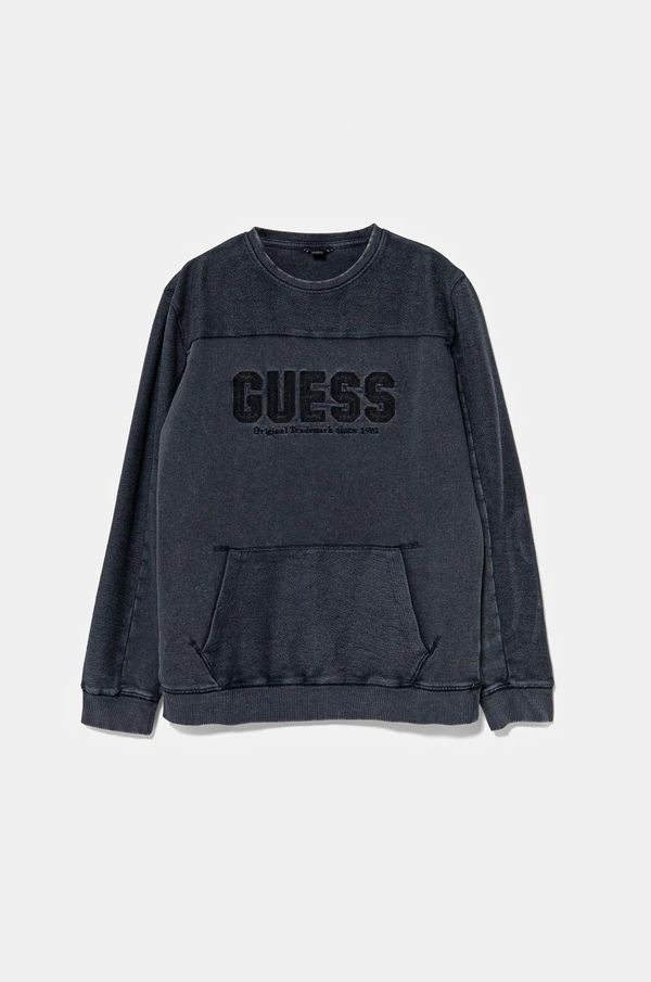 Guess Dječja pamučna dukserica Guess boja: tamno plava, s aplikacijom, L4BQ23 KAD74