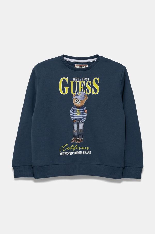 Guess Dječja pamučna dukserica Guess boja: tamno plava, s tiskom, L5RQ06 KAD74