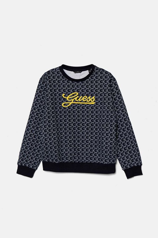 Guess Dječja pamučna dukserica Guess boja: tamno plava, s uzorkom, L4YQ22 KA6R3