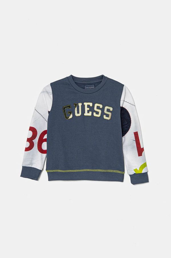 Guess Dječja pamučna dukserica Guess boja: tamno plava, s uzorkom, N5RQ01 KA6R4